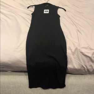 little longer than Knee length tight black dress